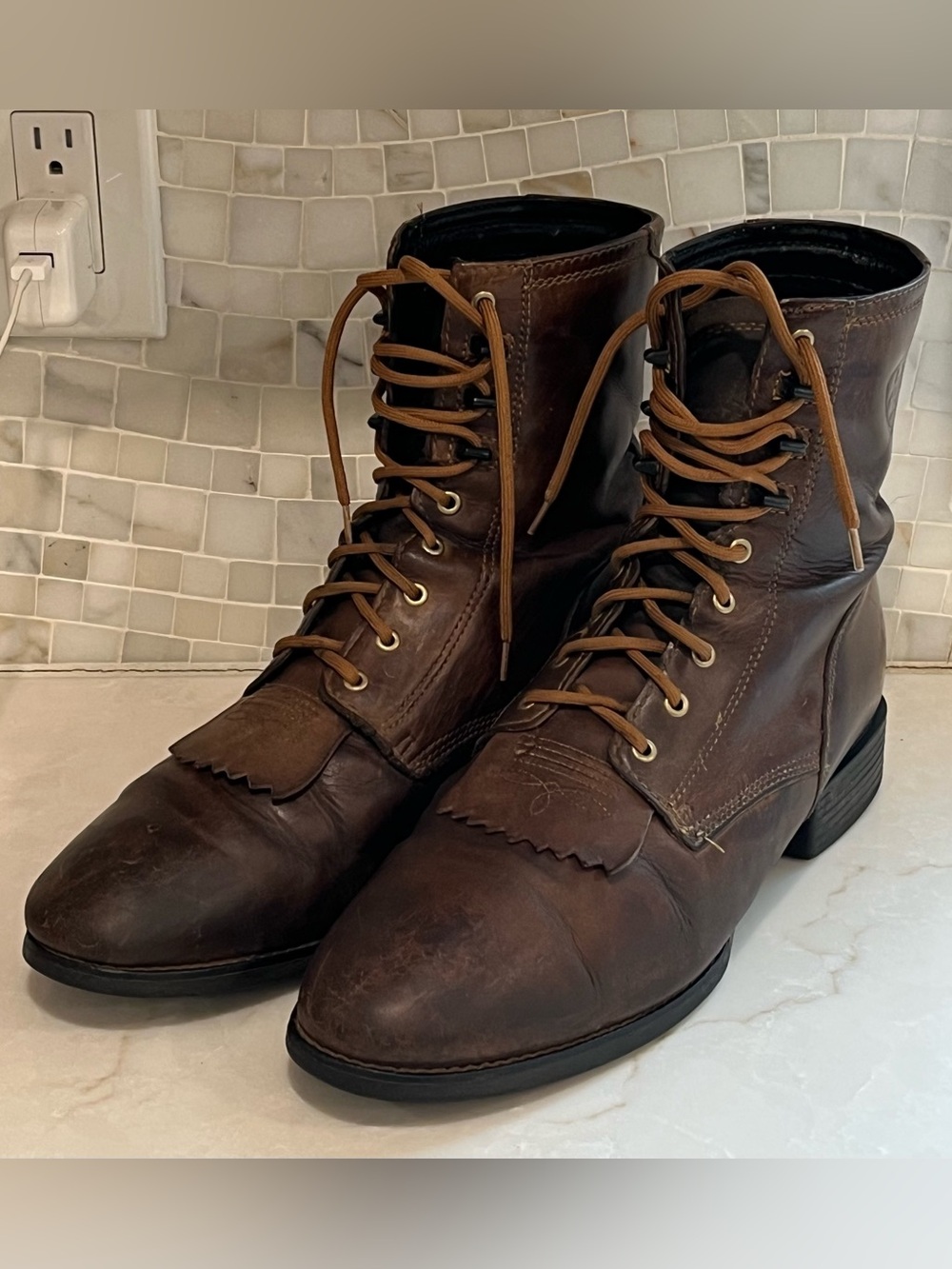 Ariat Men's Heritage Lacer Brown Leather Boots 12D